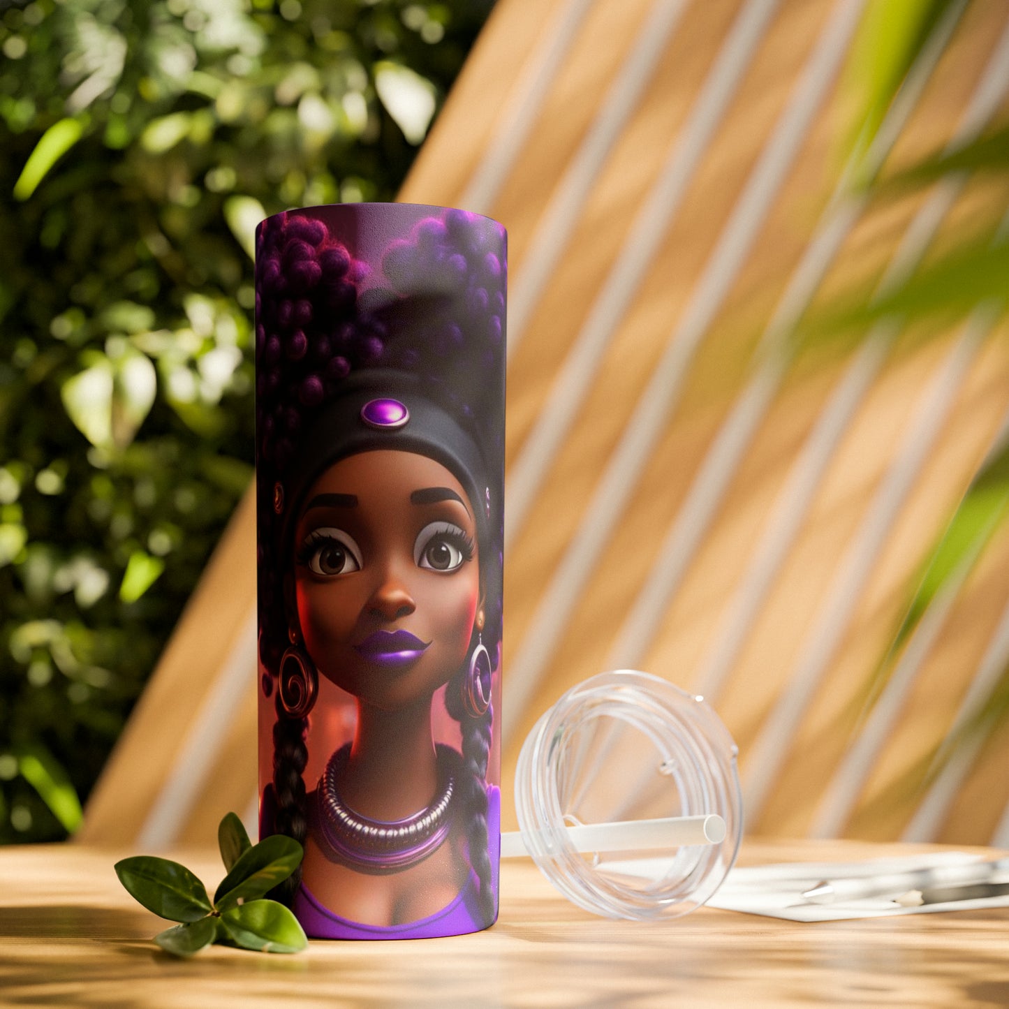Purple Locs and Love-Skinny Tumbler with Straw, 20oz