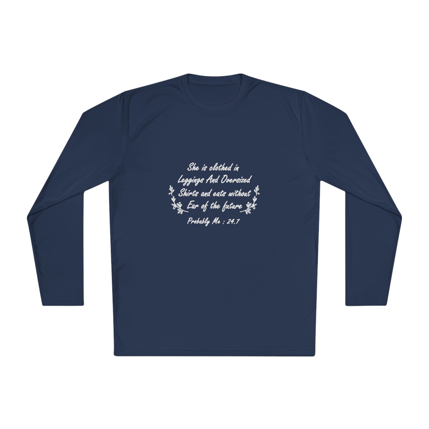 She is clothed in over-sized shirts-Unisex Lightweight Long Sleeve Tee