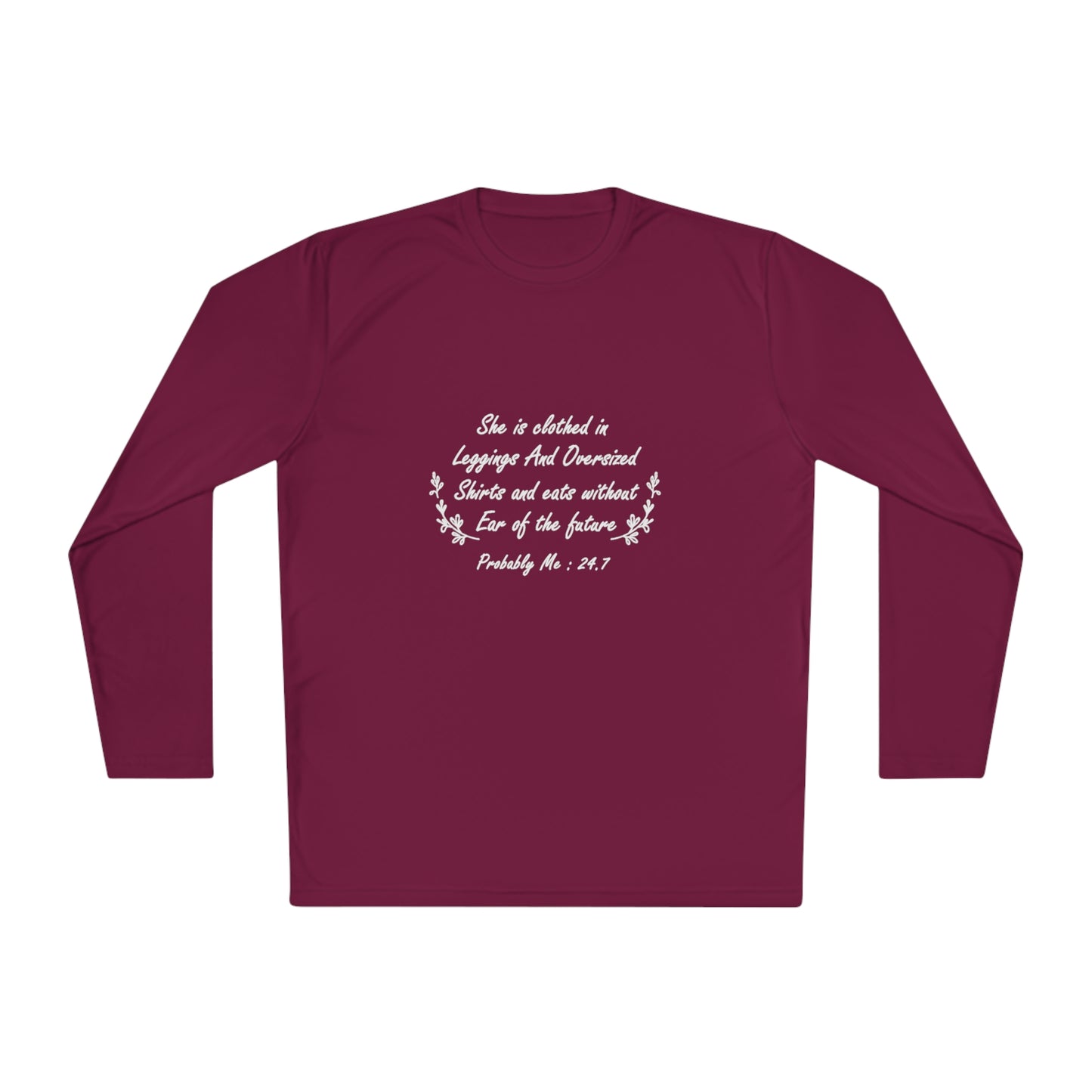 She is clothed in over-sized shirts-Unisex Lightweight Long Sleeve Tee