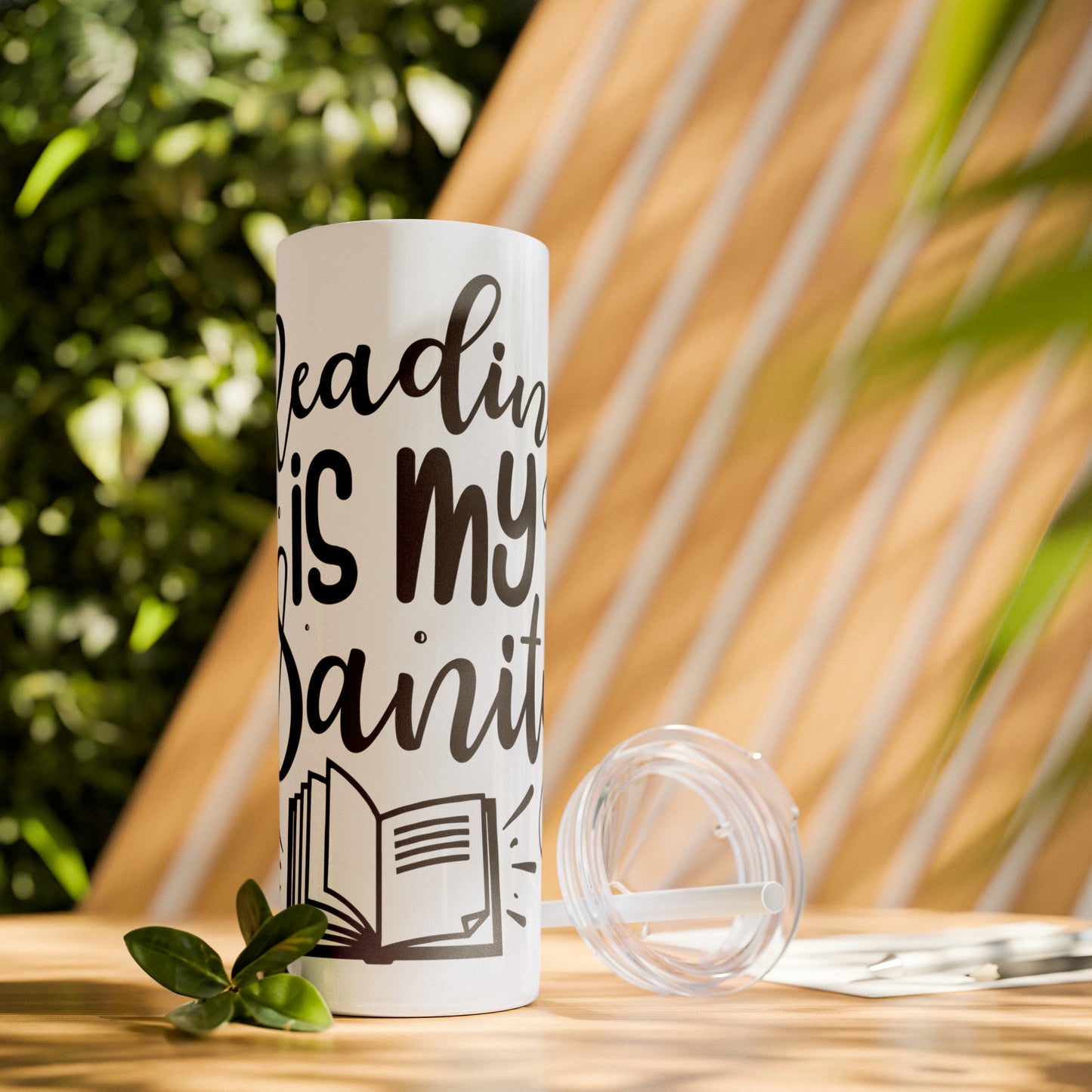 Reading is my sanity - Skinny Tumbler with Straw, 20oz