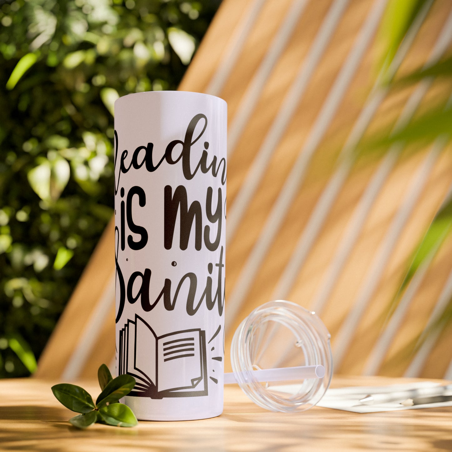 Reading is my sanity - Skinny Tumbler with Straw, 20oz