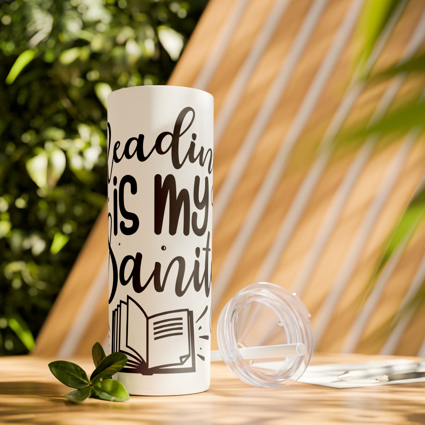 Reading is my sanity - Skinny Tumbler with Straw, 20oz