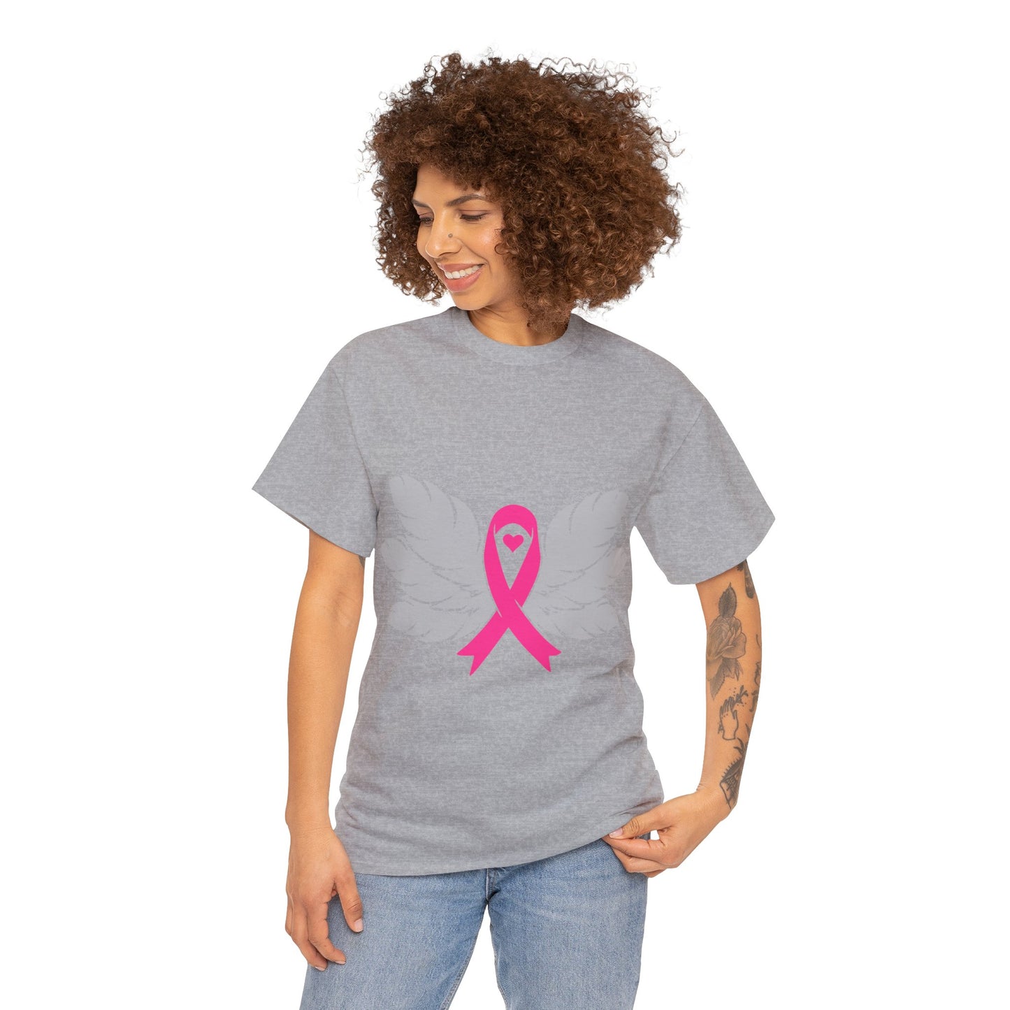 Breast Cancer Awareness -Feathers- Unisex Heavy Cotton Tee