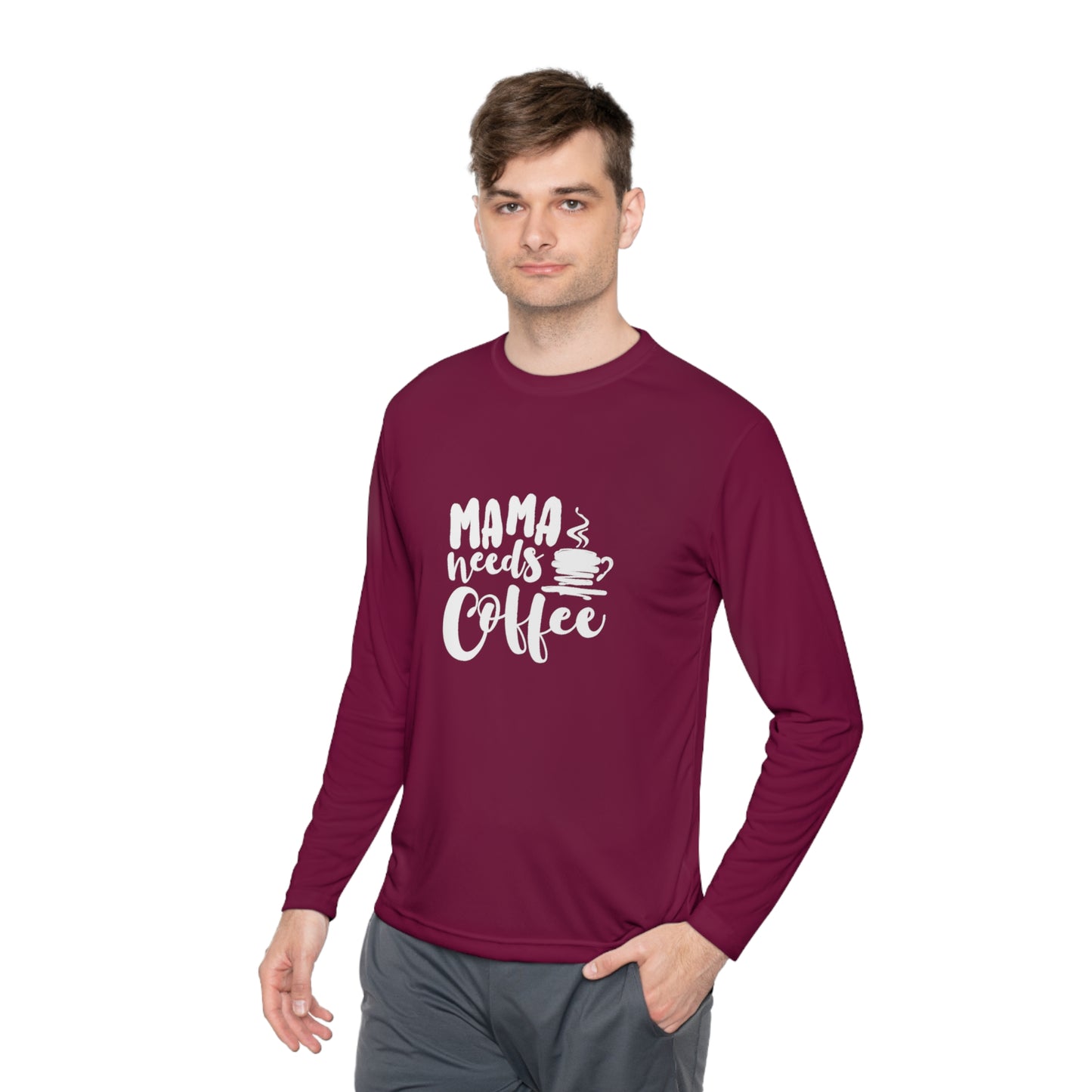 Momma needs coffee- Unisex Lightweight Long Sleeve Tee