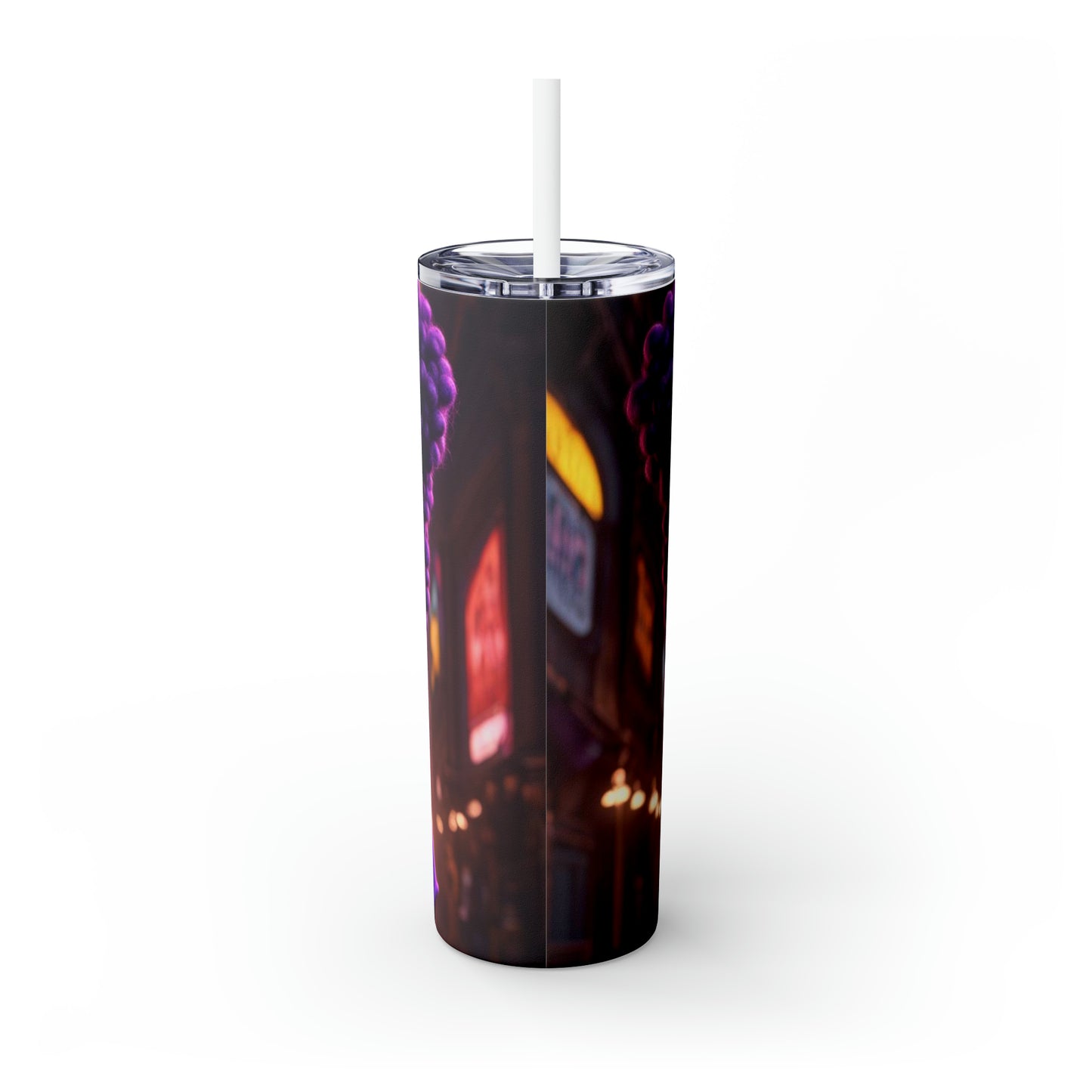 Purple Locs and Love-Skinny Tumbler with Straw, 20oz