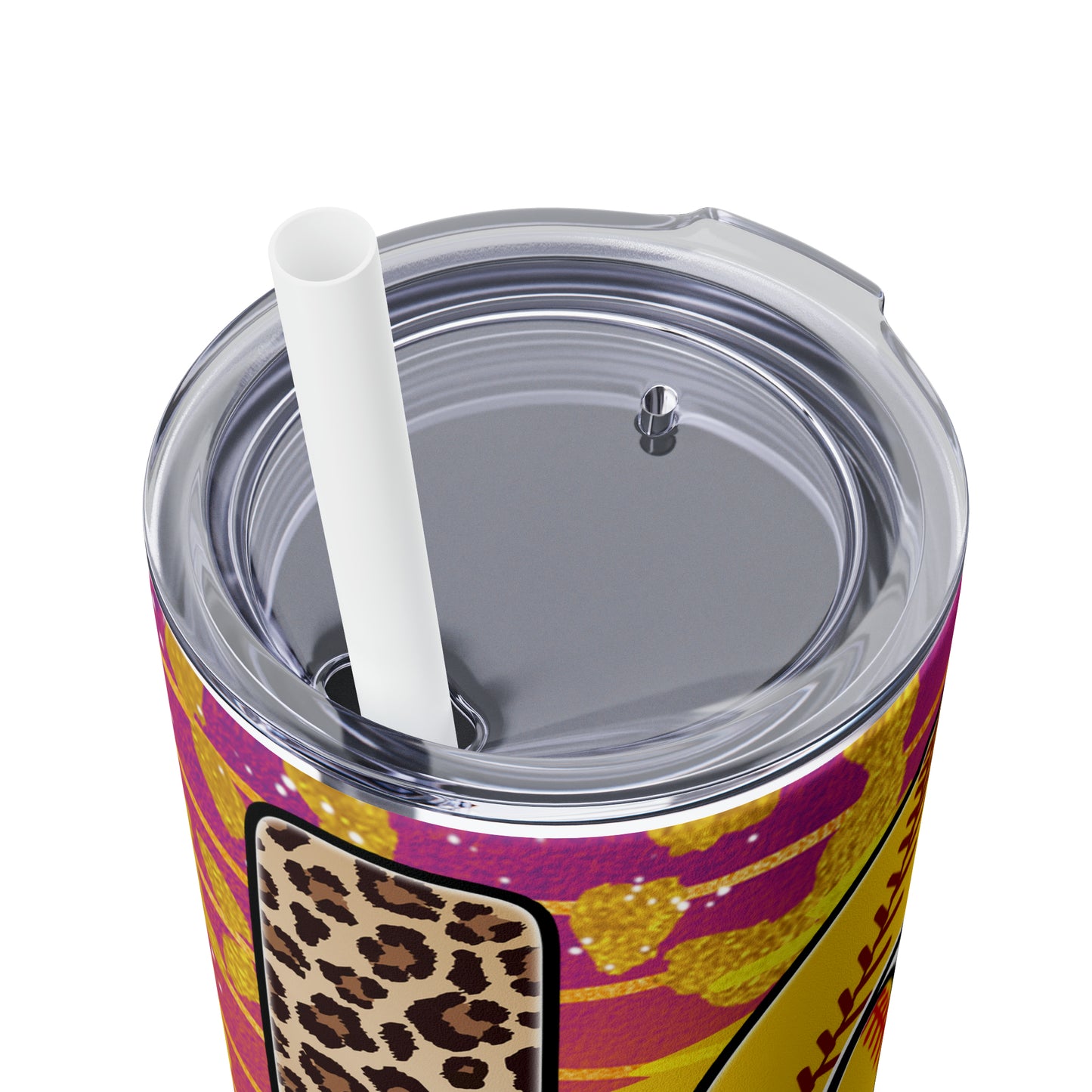 Softball Love-Skinny Tumbler with Straw, 20oz