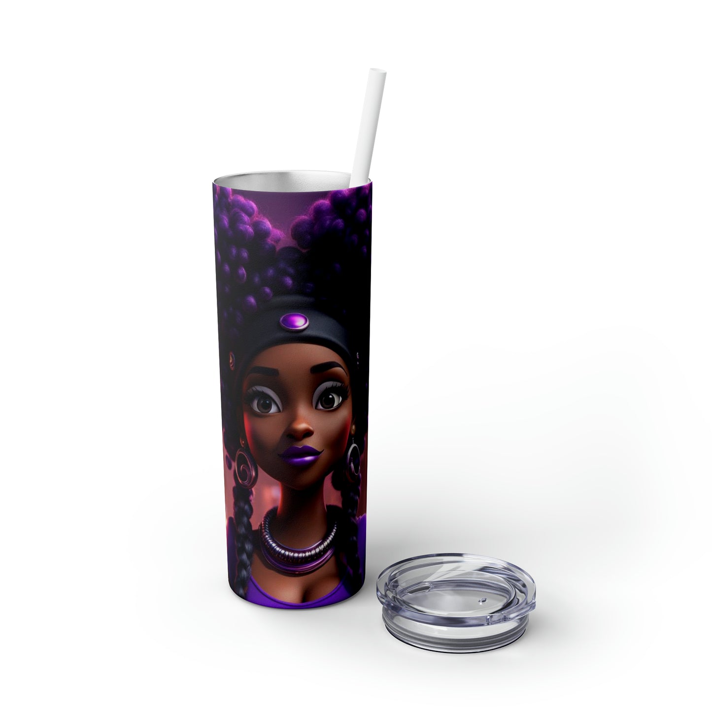 Purple Locs and Love-Skinny Tumbler with Straw, 20oz