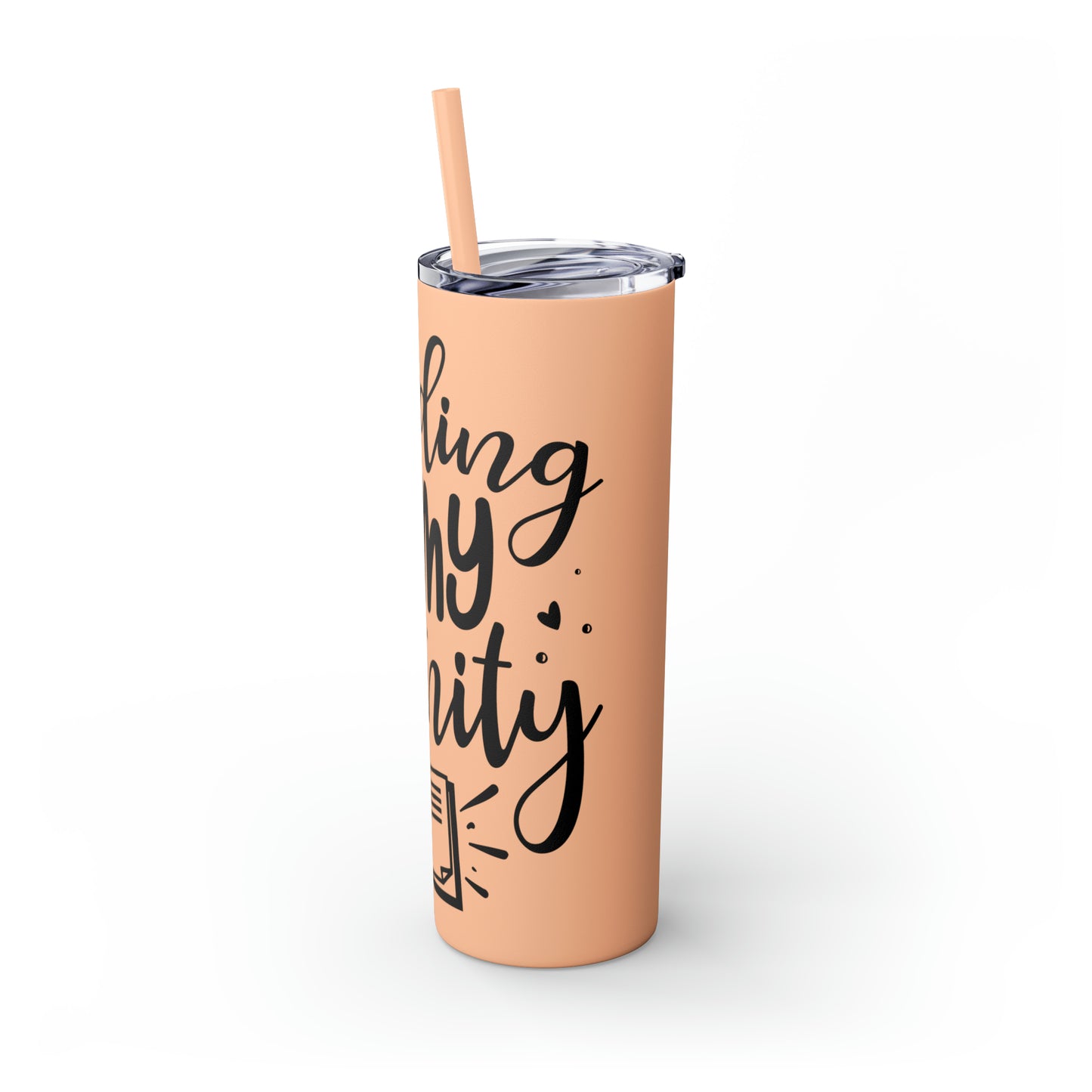 Reading is my sanity - Skinny Tumbler with Straw, 20oz
