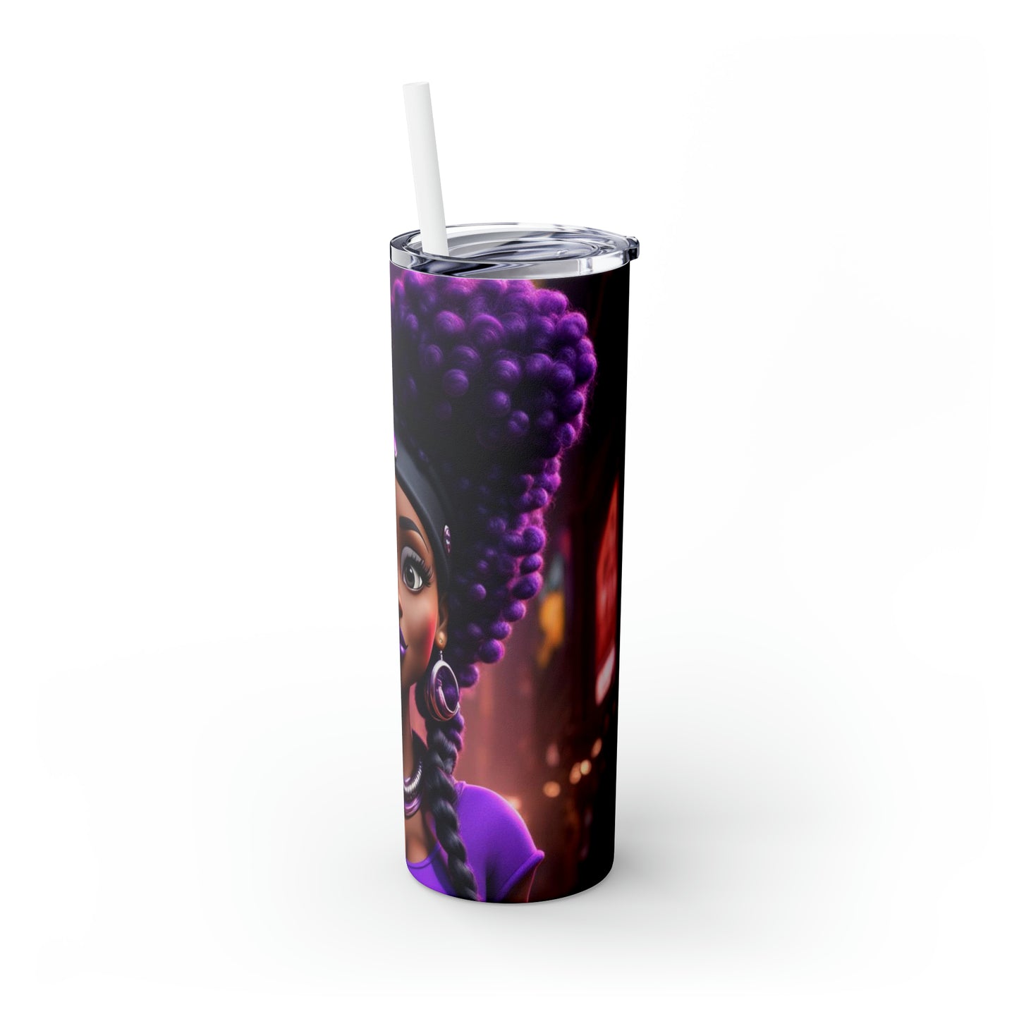 Purple Locs and Love-Skinny Tumbler with Straw, 20oz