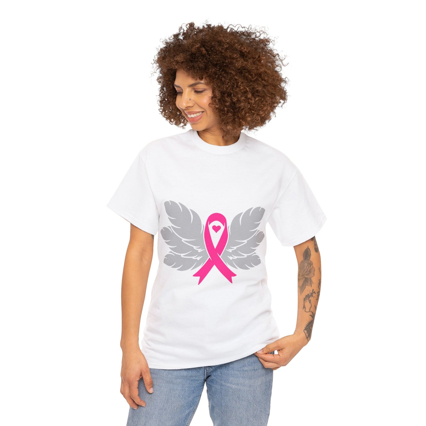 Breast Cancer Awareness -Feathers- Unisex Heavy Cotton Tee
