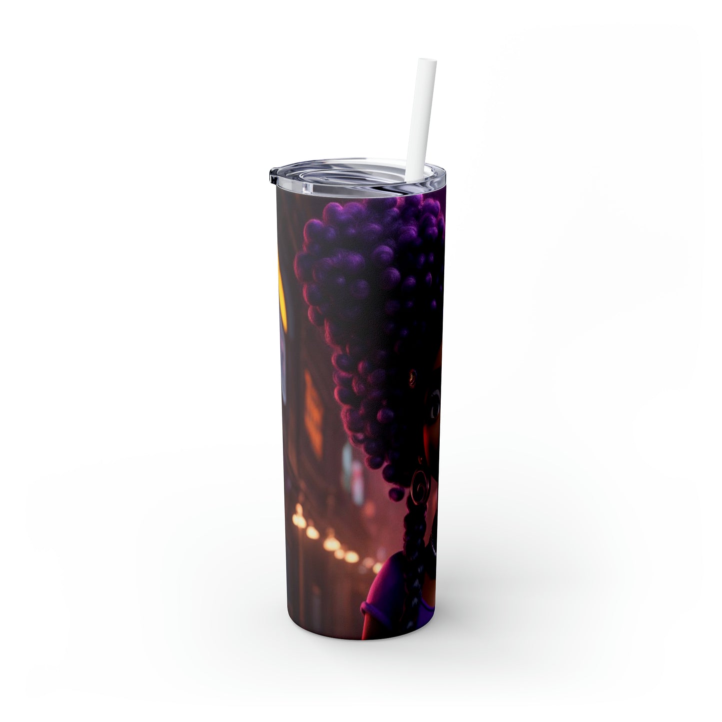 Purple Locs and Love-Skinny Tumbler with Straw, 20oz