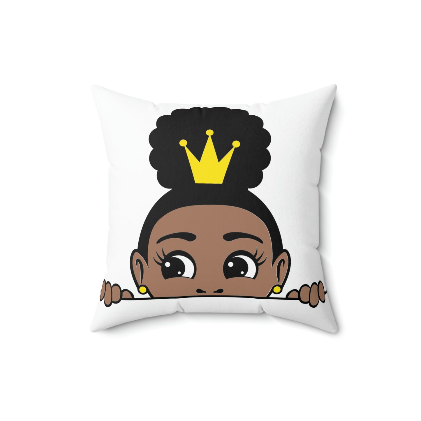 African American Girl Crown-Spun Polyester Square Pillow
