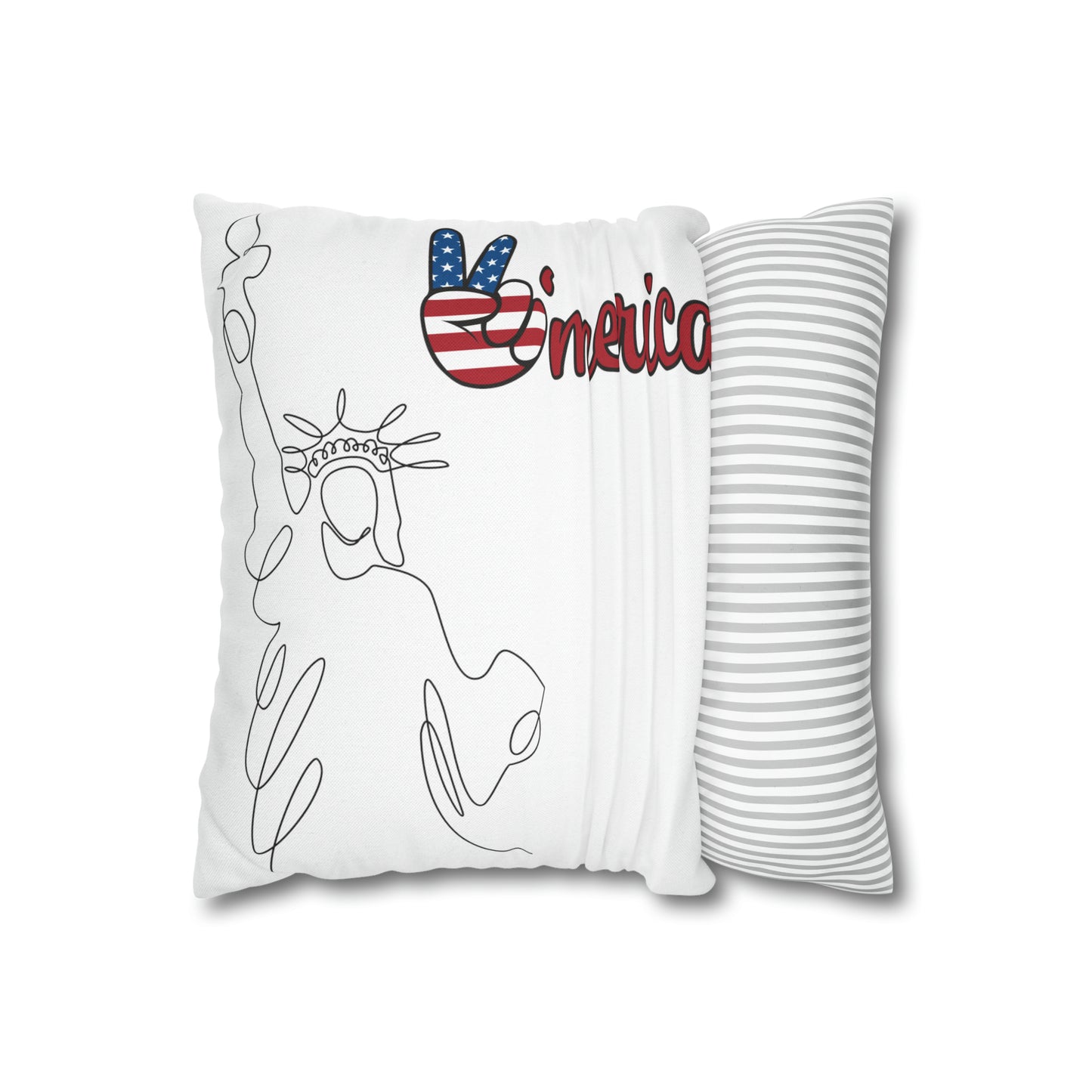 Liberty-Statue-Spun Polyester Square Pillow Case