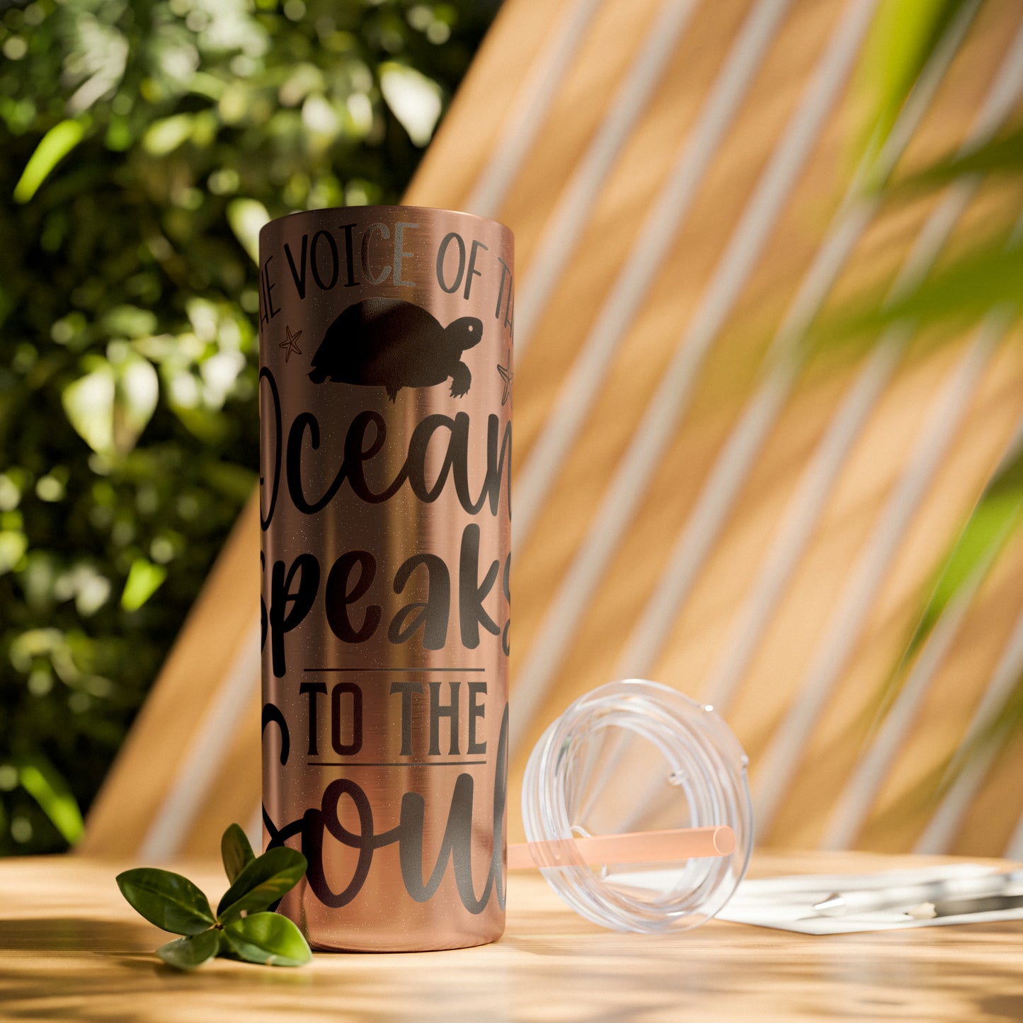 The ocean speaks-Skinny Tumbler with Straw, 20oz