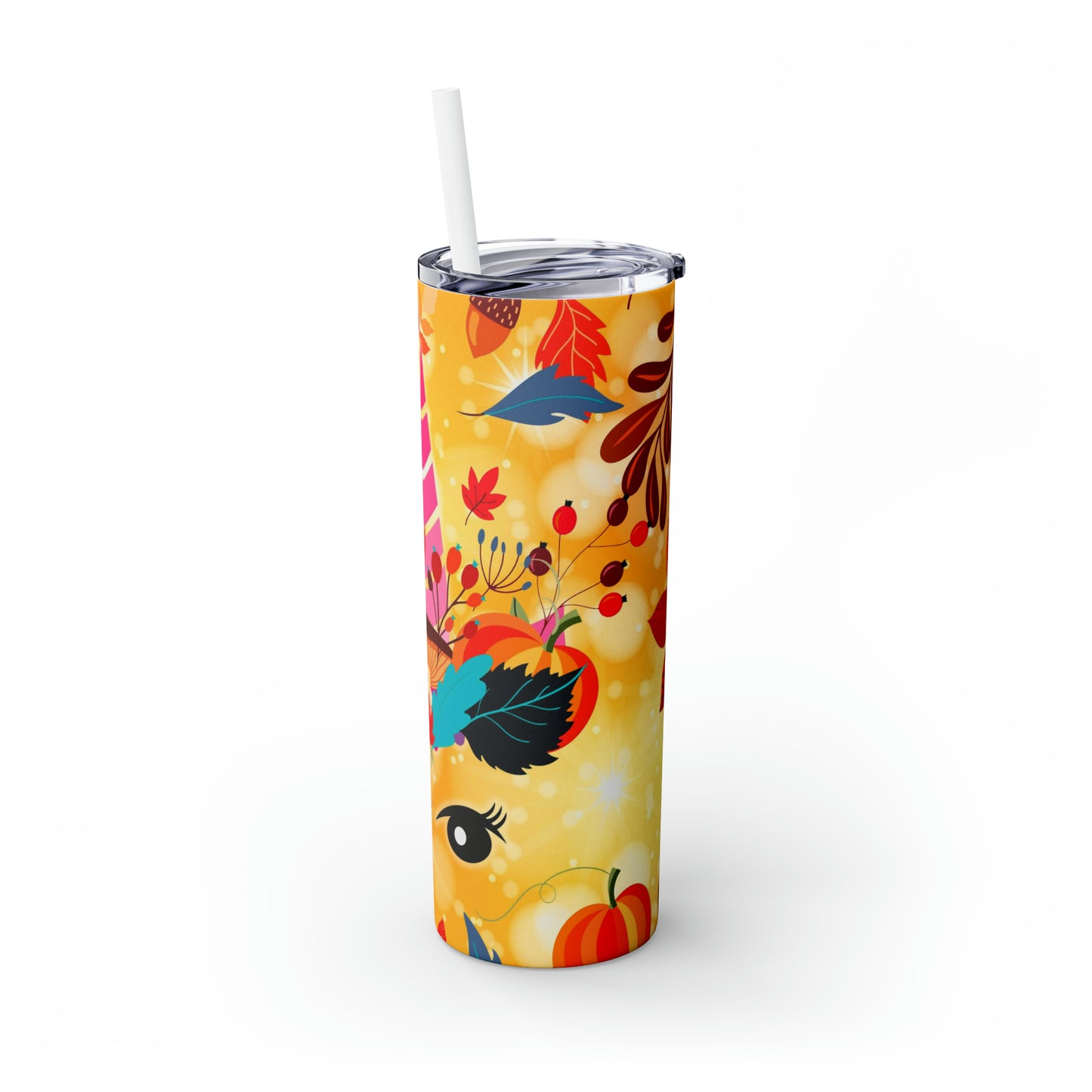 Autumn Unicorn- Skinny Tumbler with Straw, 20oz