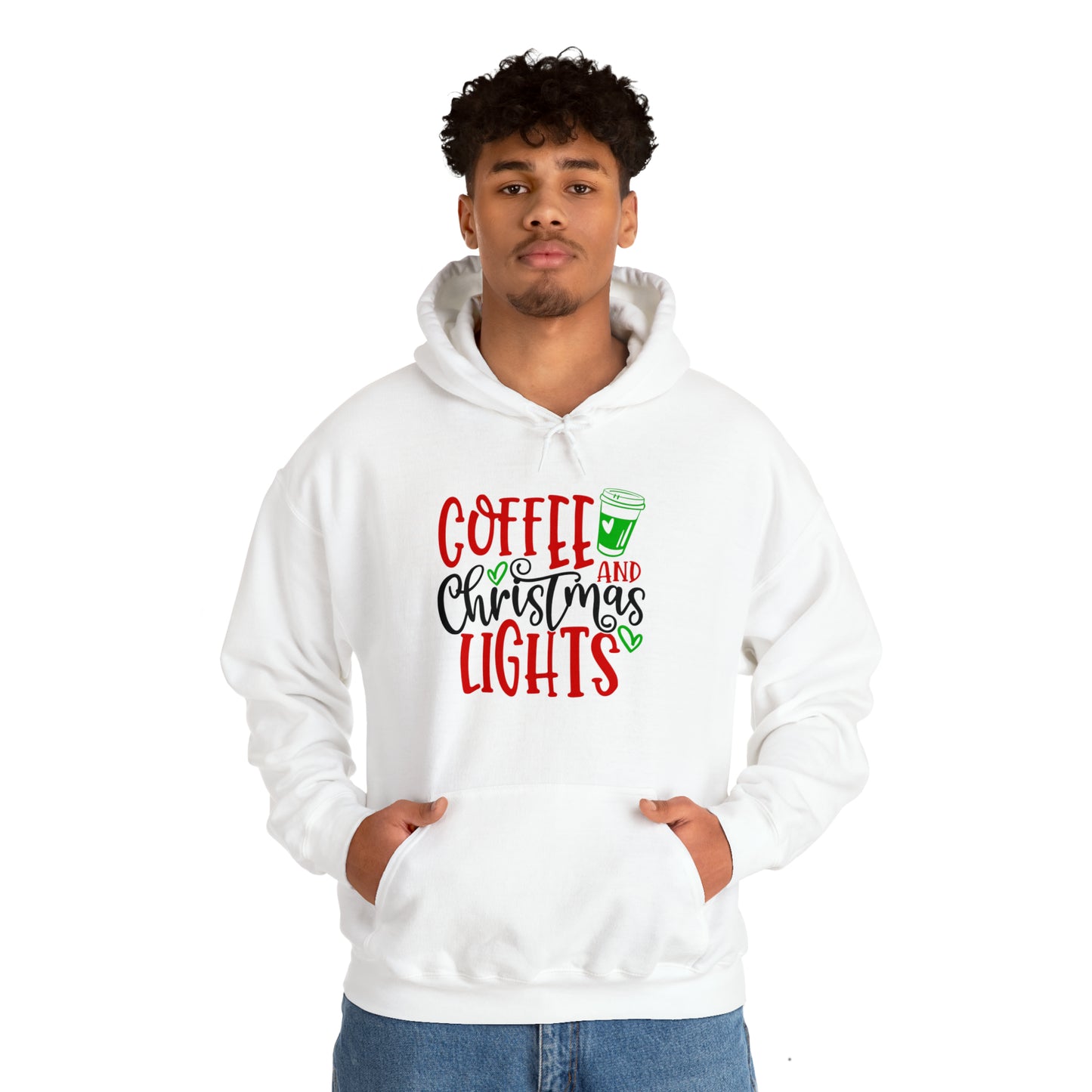 Christmas coffee lights- Unisex Heavy Blend™ Hooded Sweatshirt