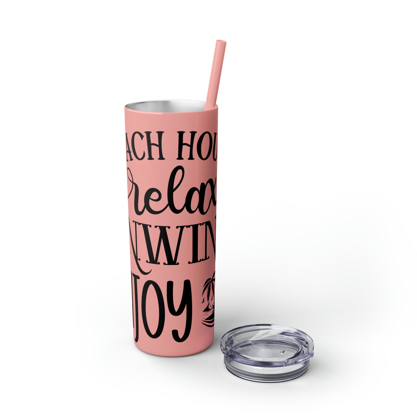 Beach house relax- Skinny Tumbler with Straw, 20oz