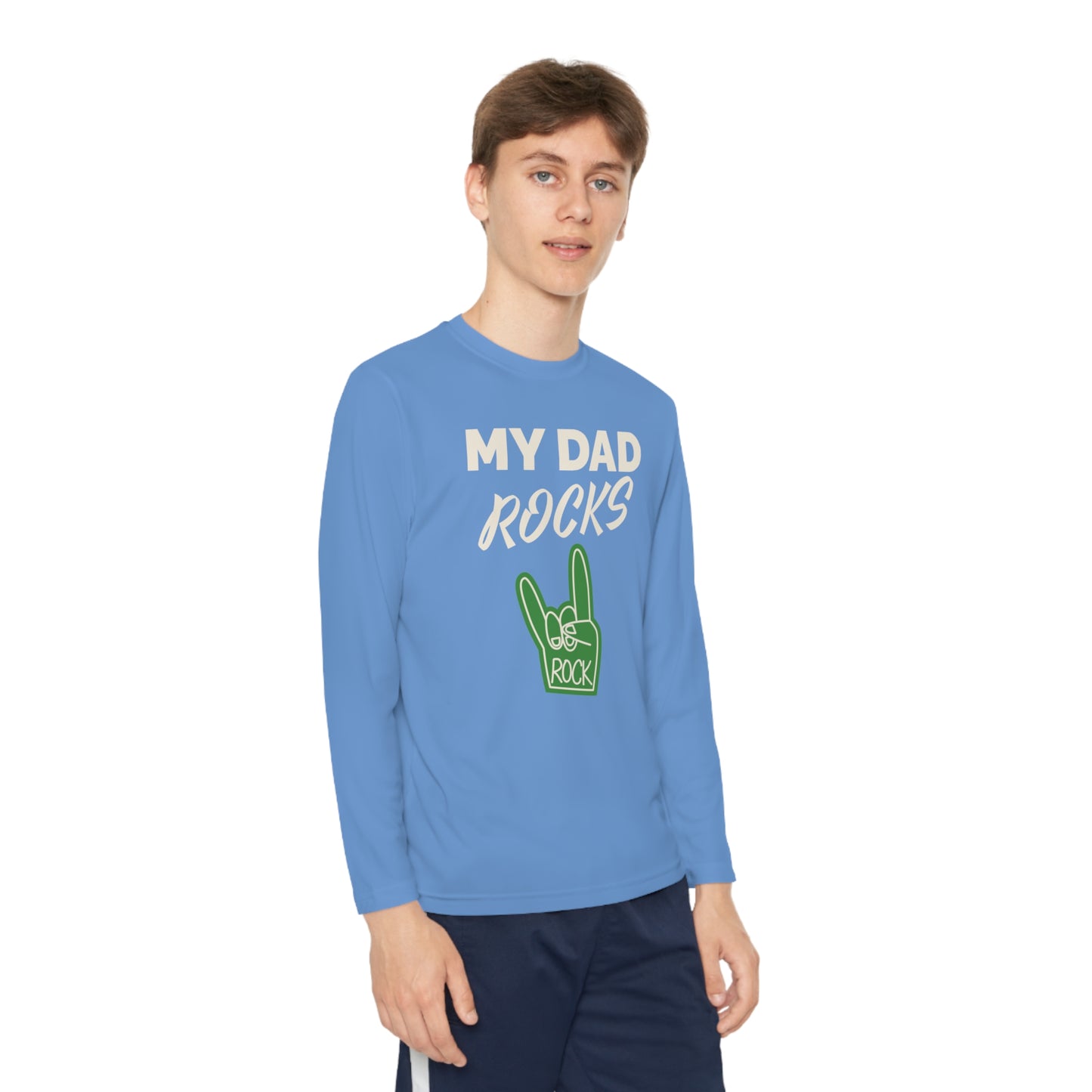 My dad rocks-Youth Long Sleeve Competitor Tee