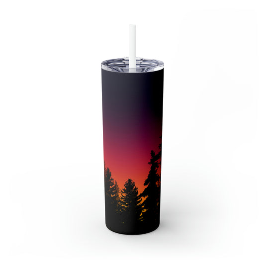 Night sunset- Skinny Tumbler with Straw, 20oz