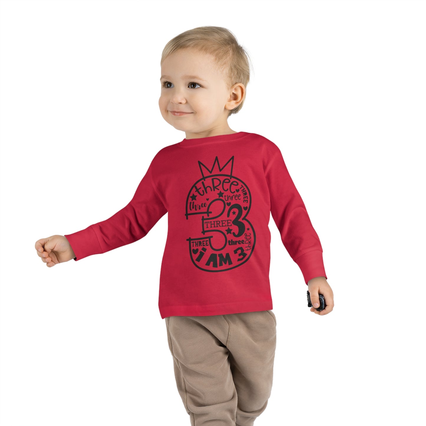 I'm three-Toddler Long Sleeve Tee