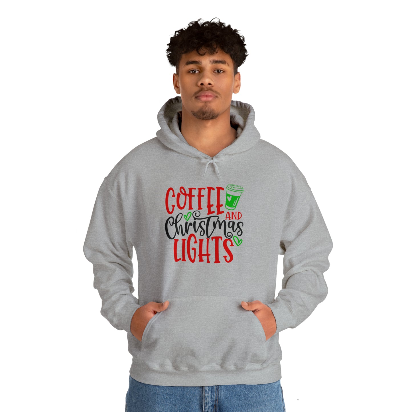 Christmas coffee lights- Unisex Heavy Blend™ Hooded Sweatshirt