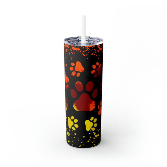 Sunset Paw Print - Skinny Tumbler with Straw, 20oz