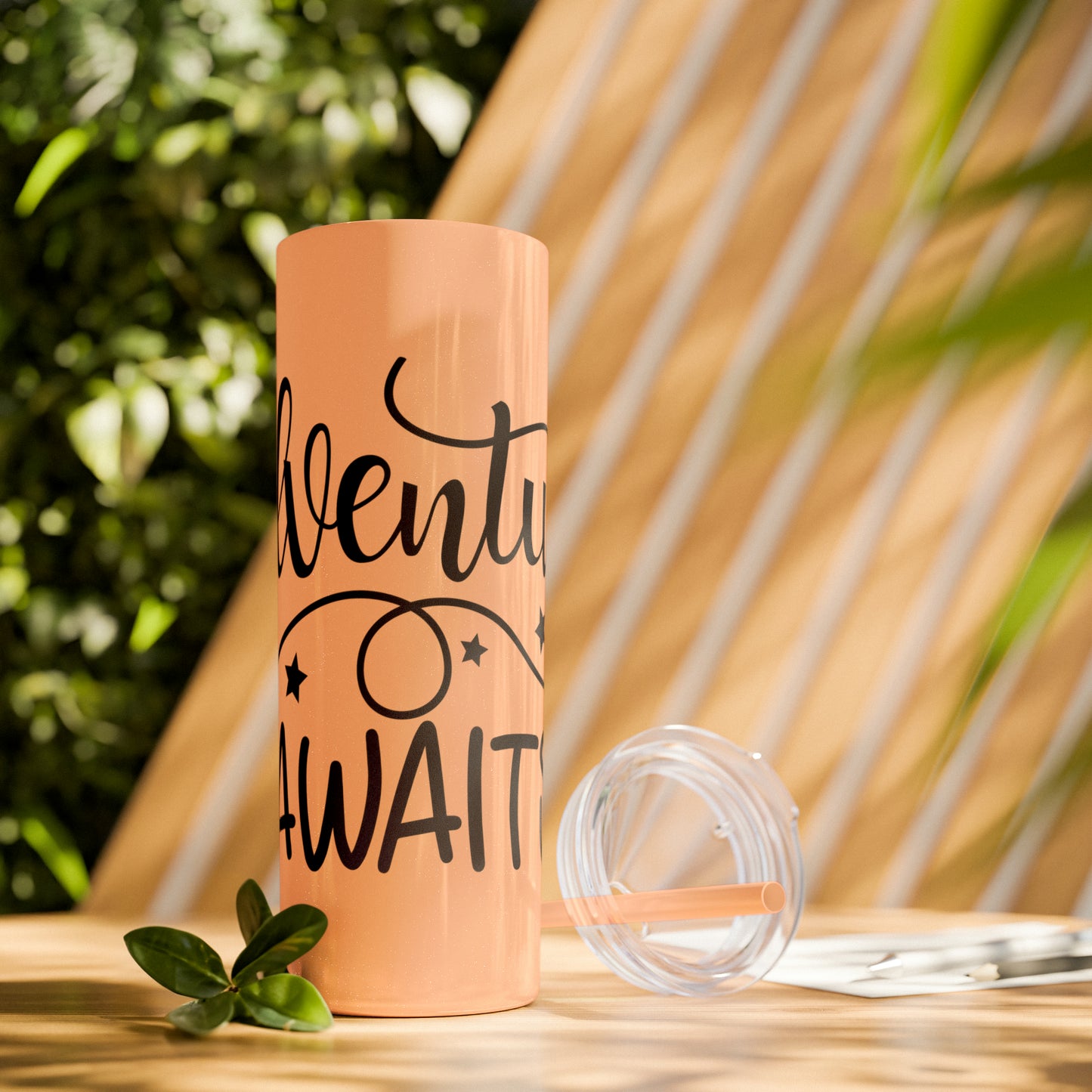 Adventure Awaits- Skinny Tumbler with Straw, 20oz