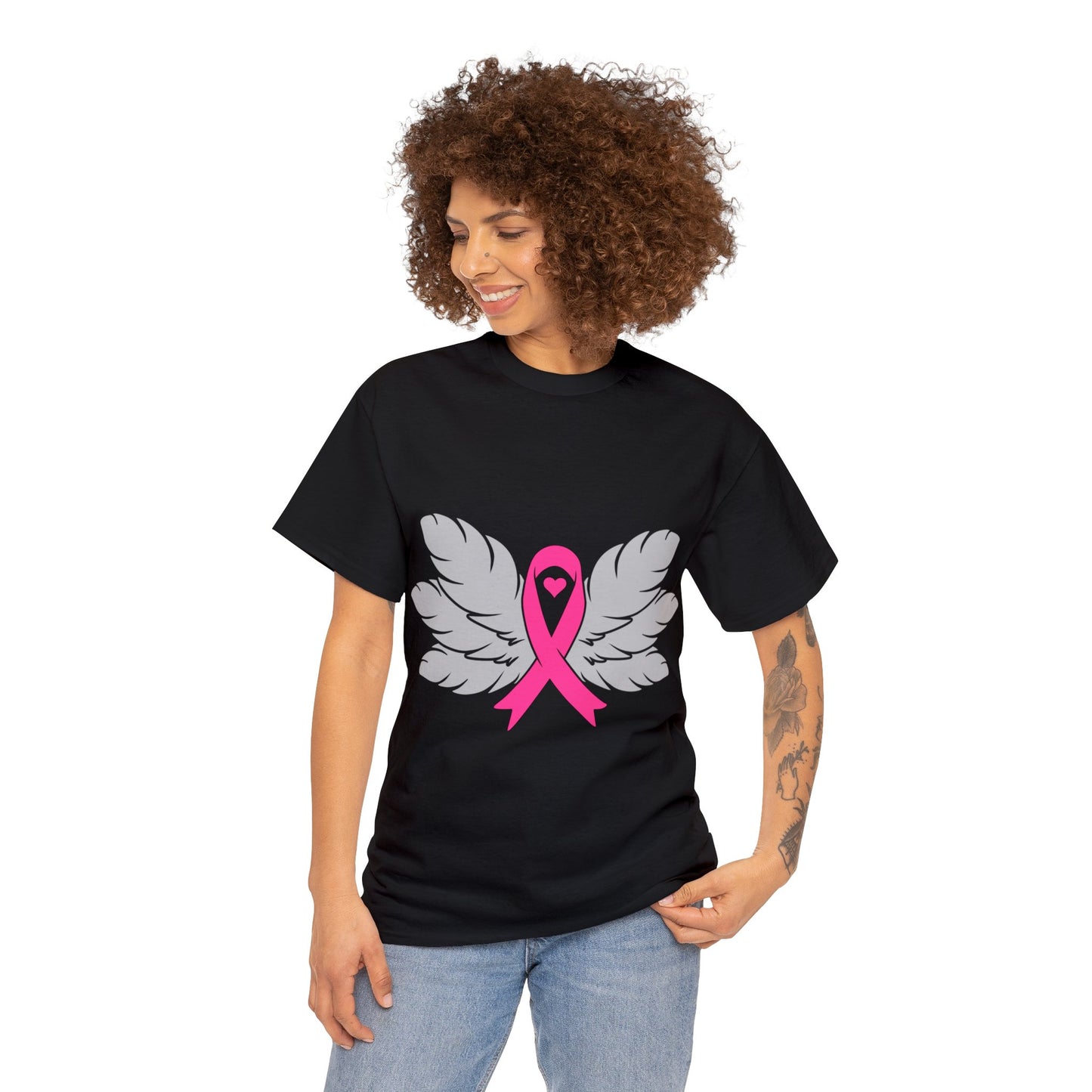 Breast Cancer Awareness -Feathers- Unisex Heavy Cotton Tee