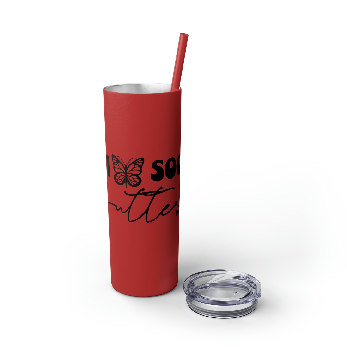 Anti-social butterfly-Skinny Tumbler with Straw, 20oz