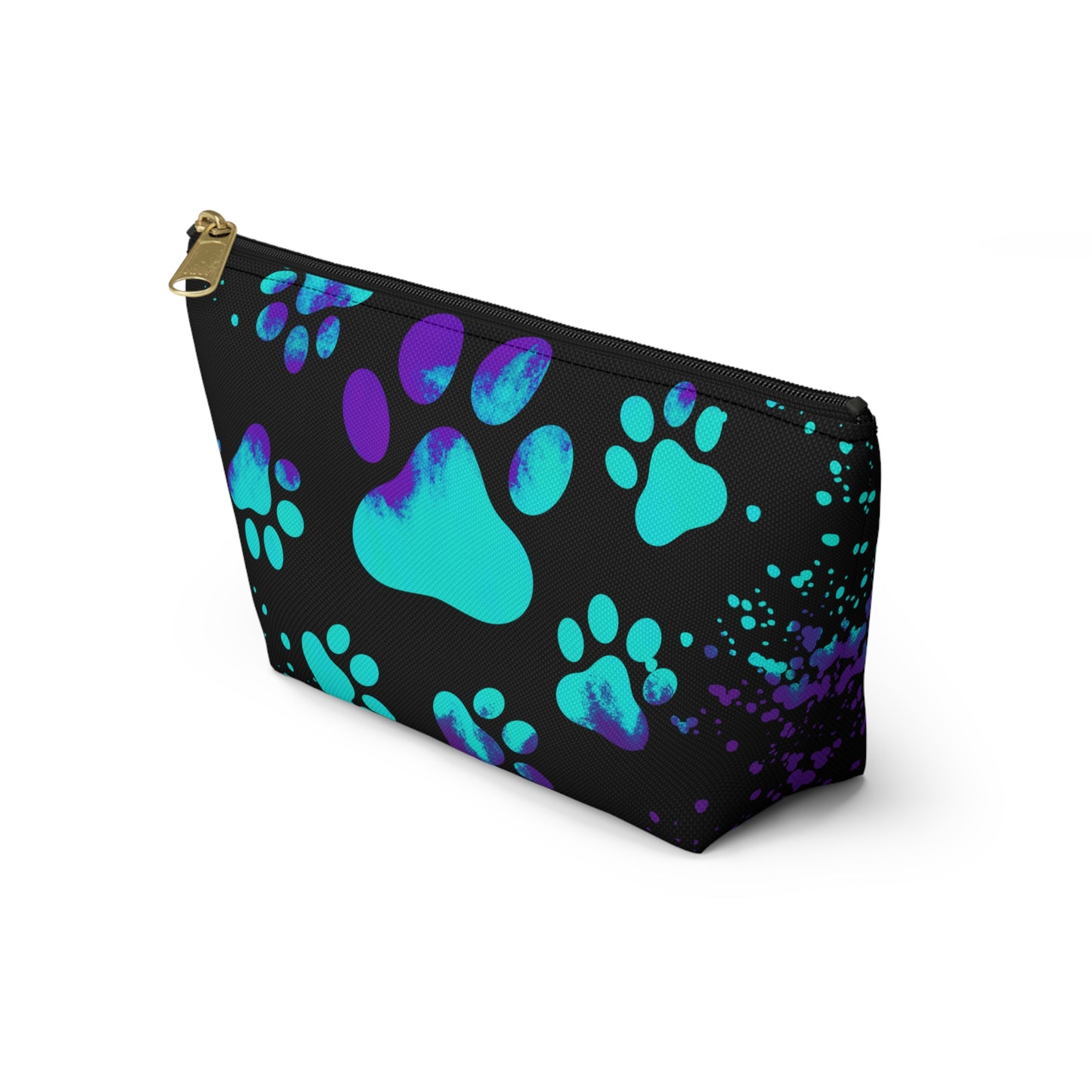 Purple and blue paw print- Accessory Pouch w T-bottom