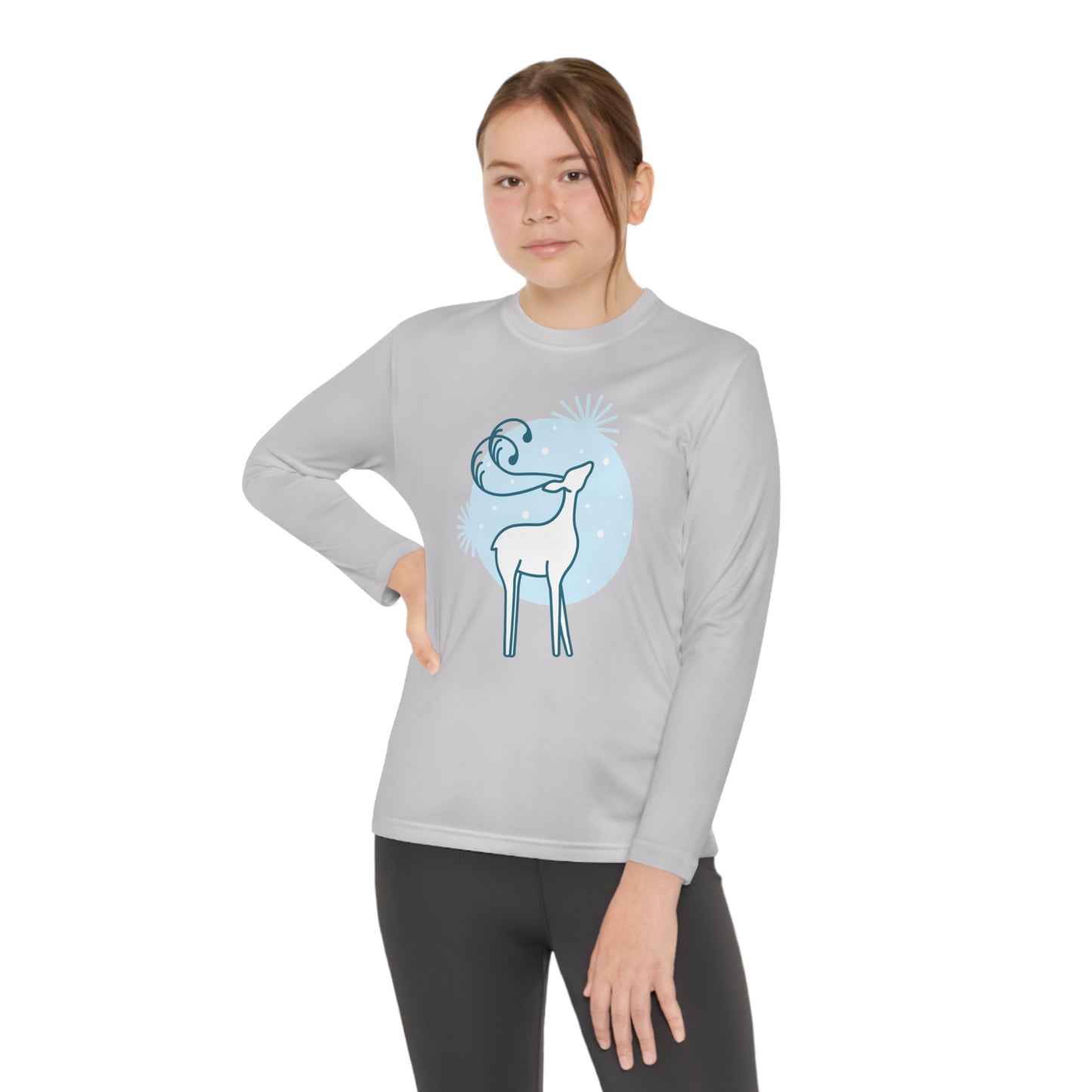 Holiday deer-Youth Long Sleeve Competitor Tee