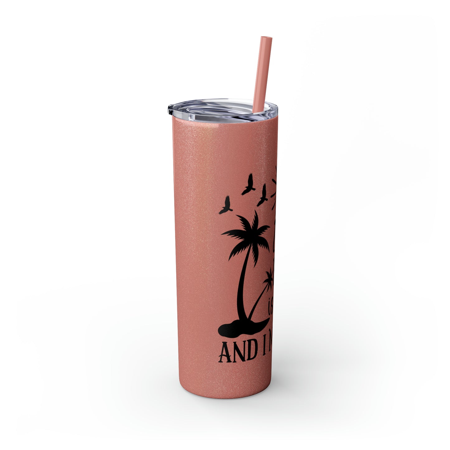 The beach is calling-Skinny Tumbler with Straw, 20oz