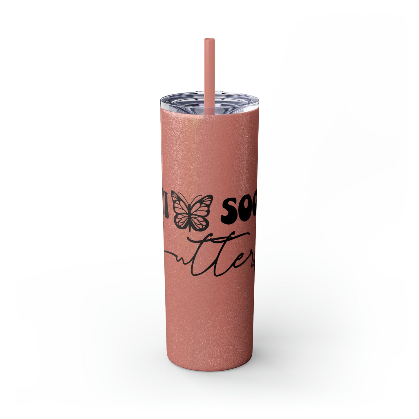 Anti-social butterfly-Skinny Tumbler with Straw, 20oz