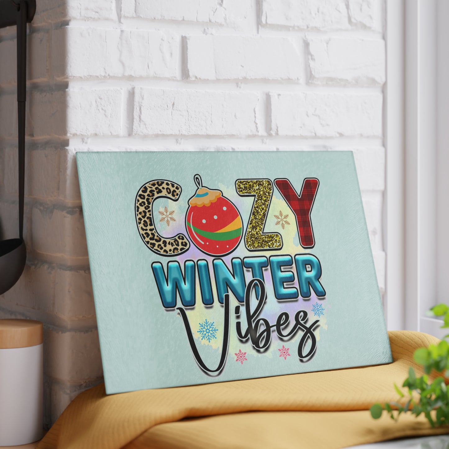 COZY WINTER-Glass Cutting Board