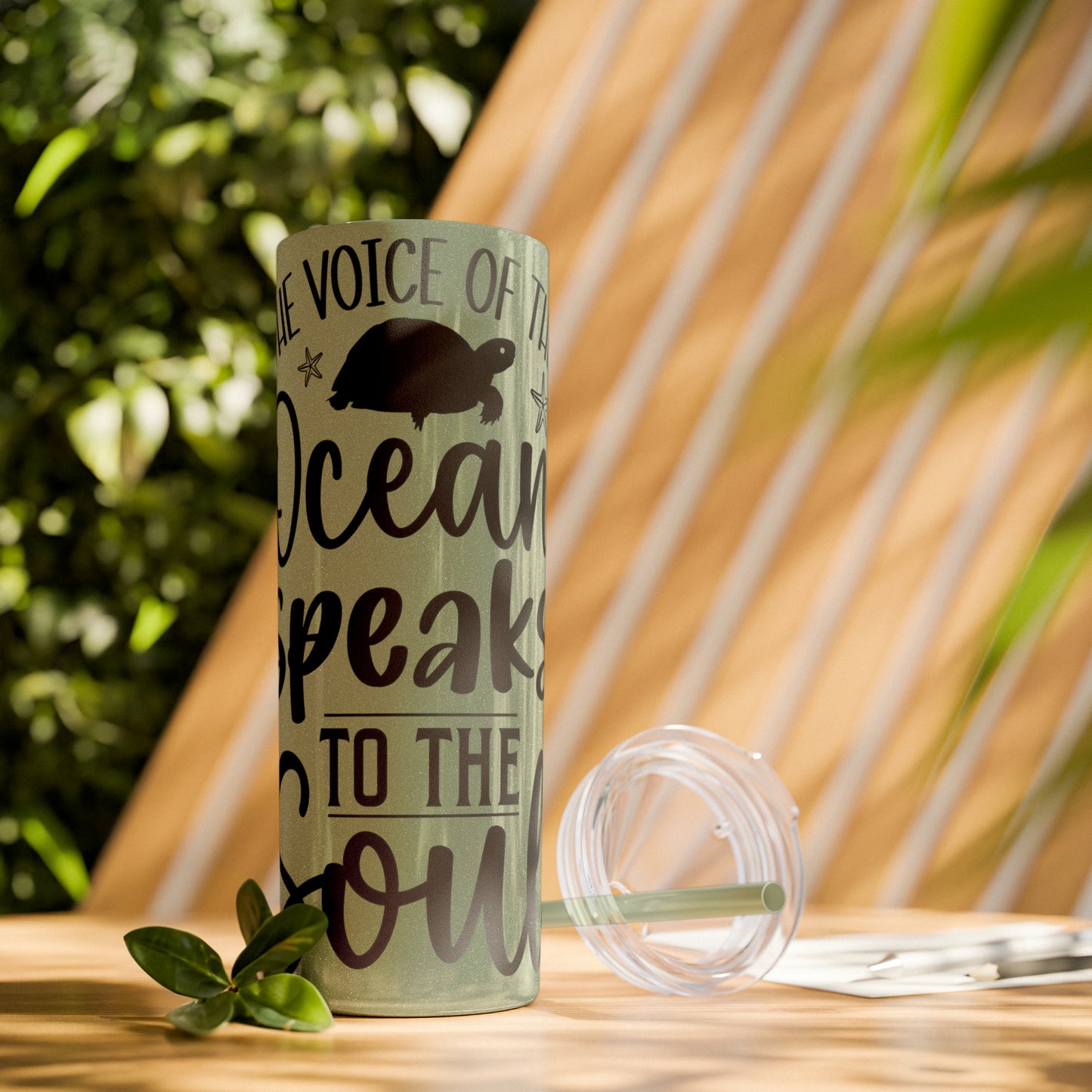 The ocean speaks-Skinny Tumbler with Straw, 20oz