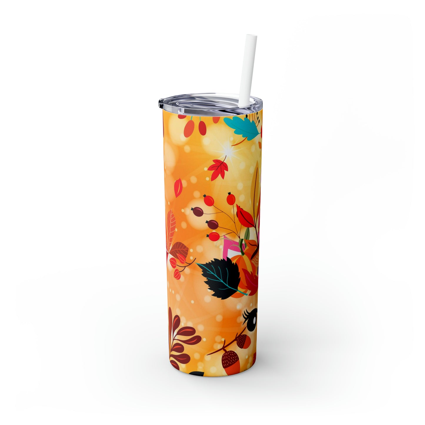 Autumn Unicorn- Skinny Tumbler with Straw, 20oz