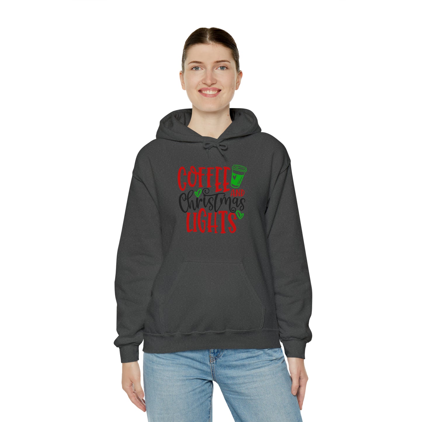 Christmas coffee lights- Unisex Heavy Blend™ Hooded Sweatshirt