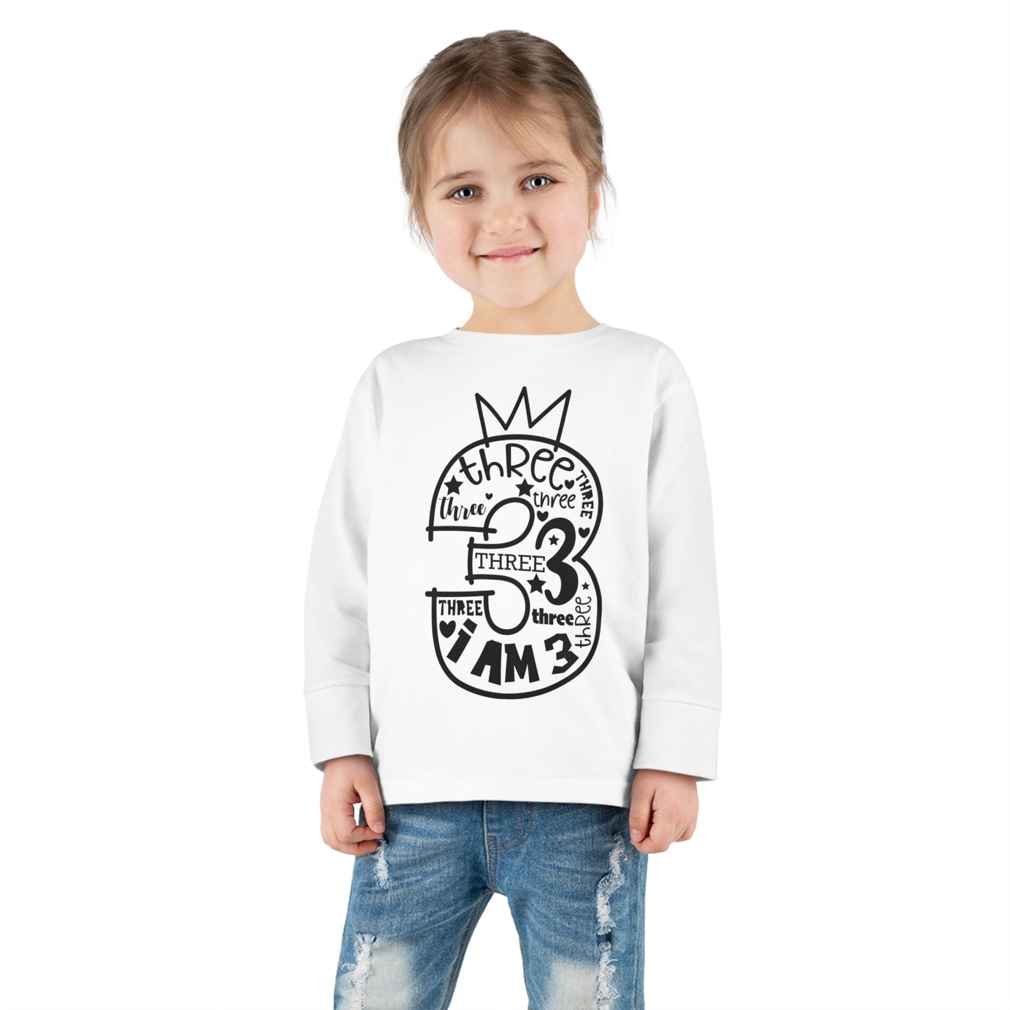 I'm three-Toddler Long Sleeve Tee