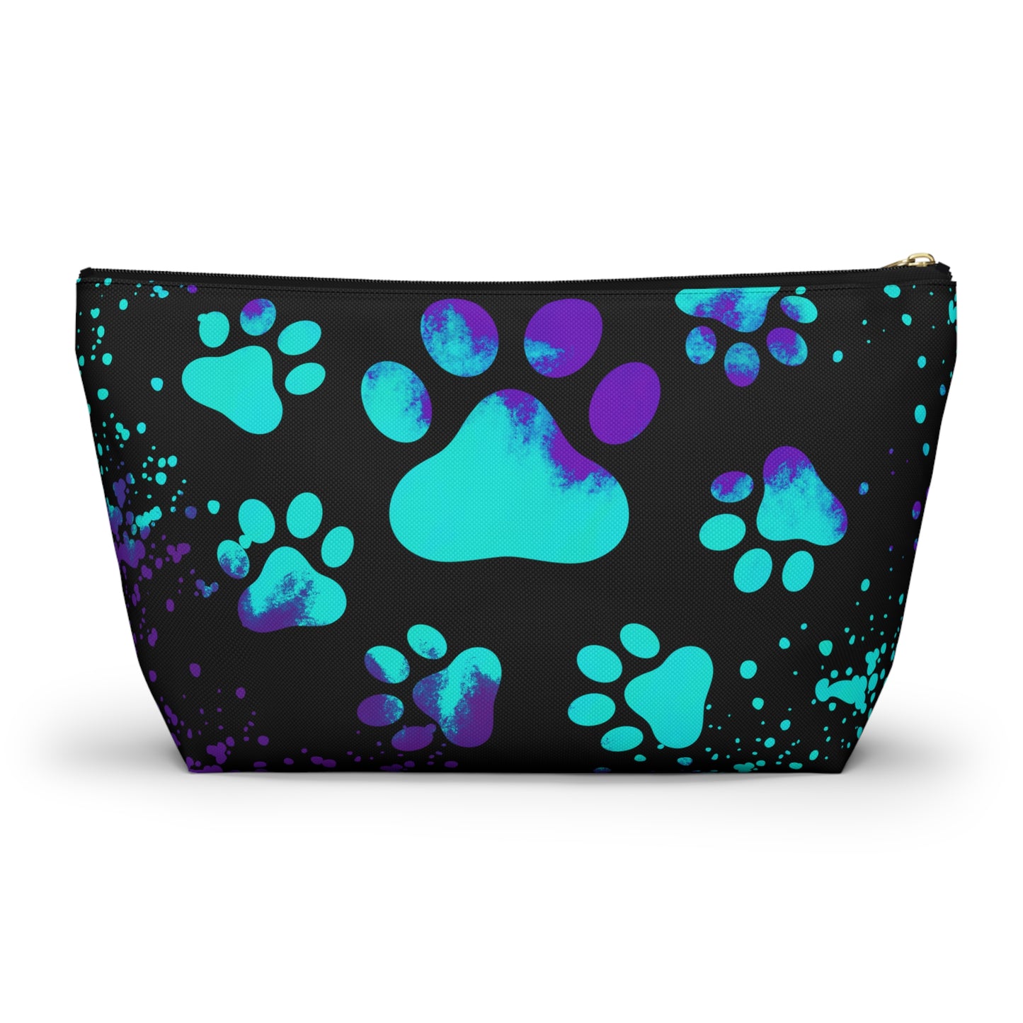 Purple and blue paw print- Accessory Pouch w T-bottom