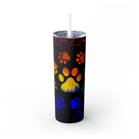 Rainbow Paw- Skinny Tumbler with Straw, 20oz