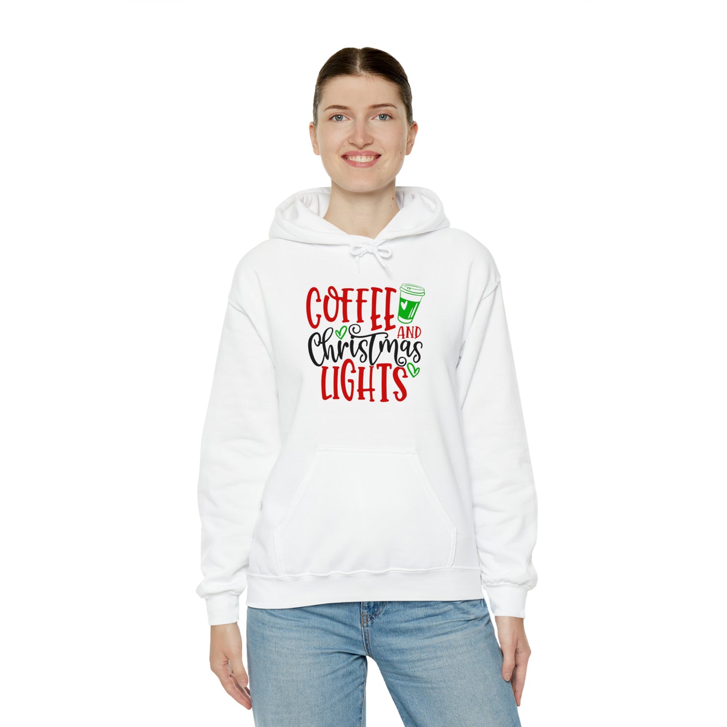 Christmas coffee lights- Unisex Heavy Blend™ Hooded Sweatshirt