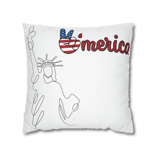 Liberty-Statue-Spun Polyester Square Pillow Case