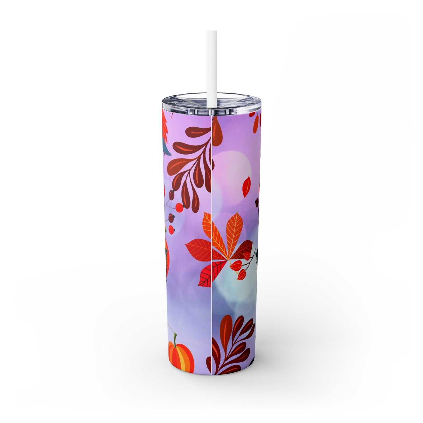 Purple Bright Eye Unicorn- Skinny Tumbler with Straw, 20oz