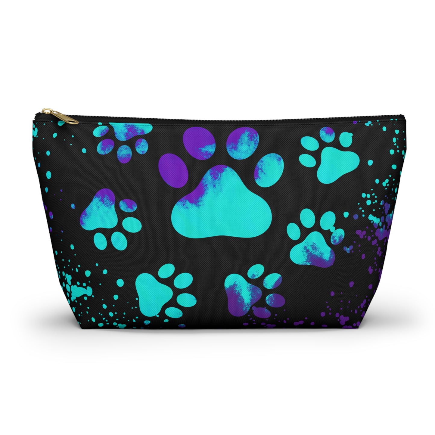 Purple and blue paw print- Accessory Pouch w T-bottom