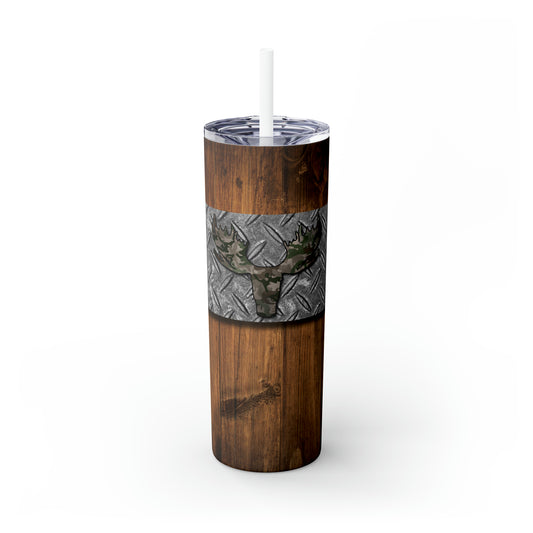 Moose Hunting- Skinny Tumbler with Straw, 20oz