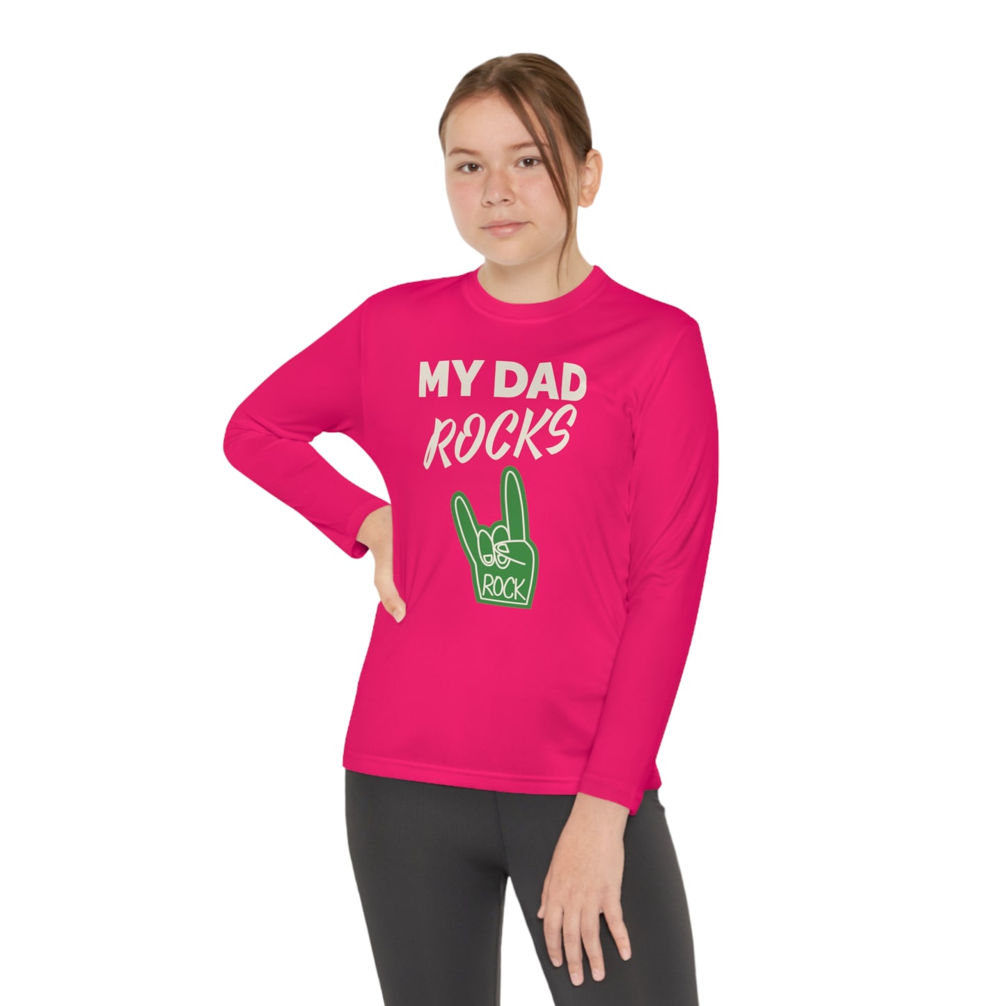 My dad rocks-Youth Long Sleeve Competitor Tee