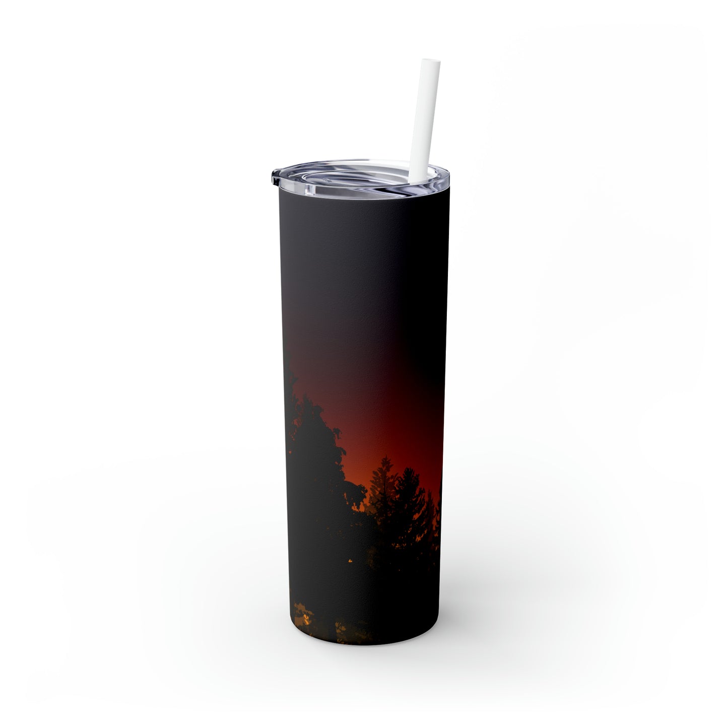 Sunset with trees - Skinny Tumbler with Straw, 20oz