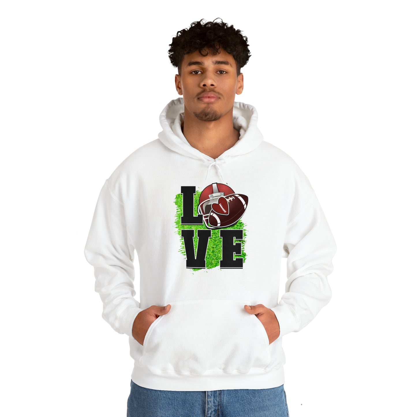 LOVE FOOTBALL- Unisex Heavy Blend™ Hooded Sweatshirt