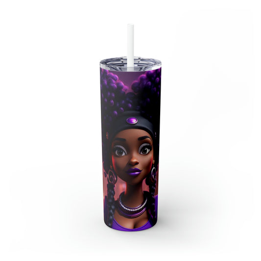 Purple Locs and Love-Skinny Tumbler with Straw, 20oz