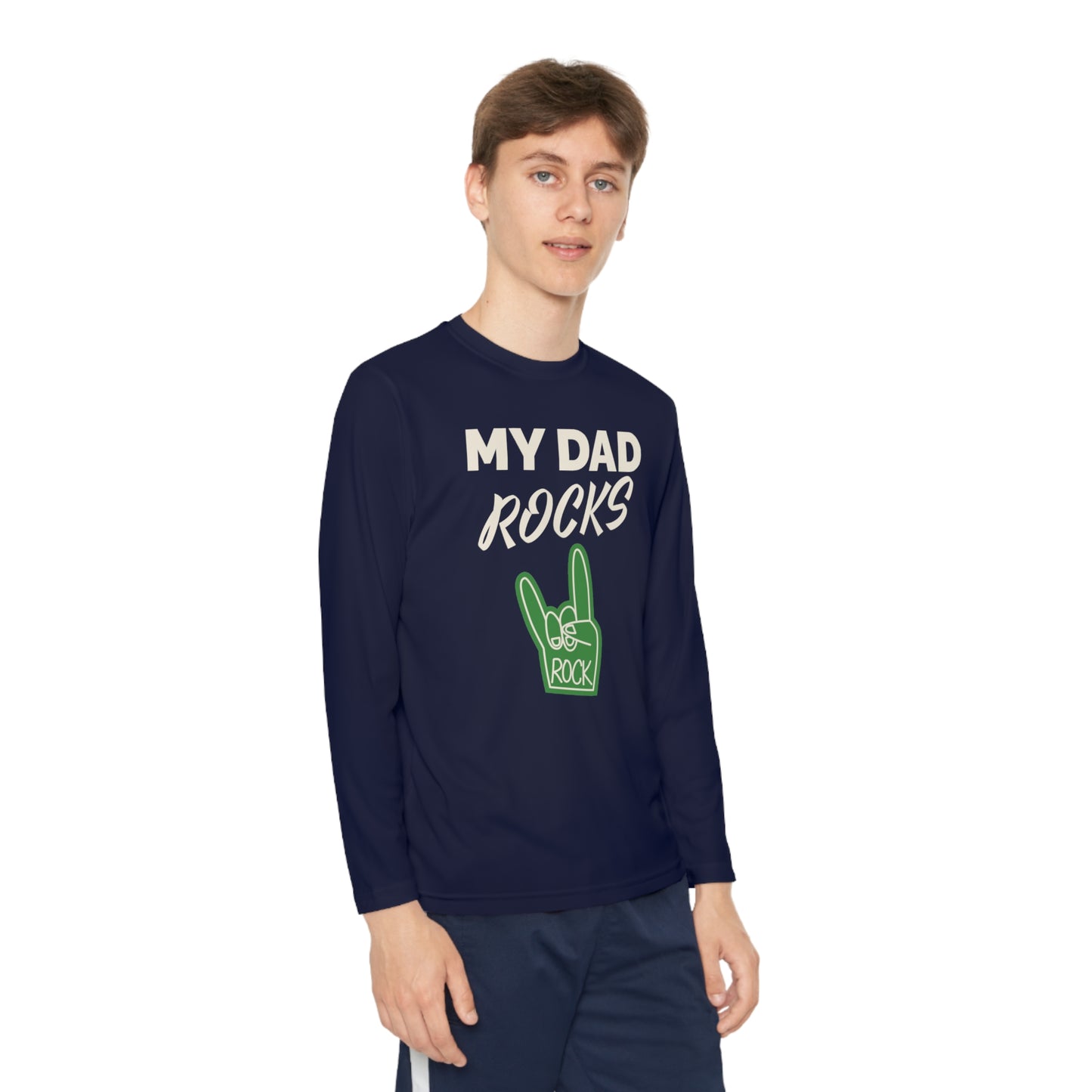 My dad rocks-Youth Long Sleeve Competitor Tee